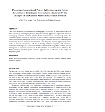Felix Syrovatka (2024): Precarious Associational Power