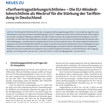 Clarissa Ahmed (2024): »Tarifvertragsstärkungsrichtlinie«