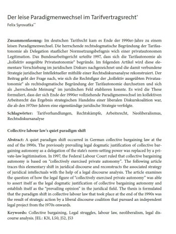 Syrovatka, Felix (2023): „Der leise Paradigmenwechsel im Tarifvertragsrecht“