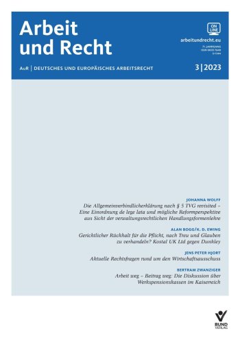 Johanna Wolff (2023): Die Allgemeinverbindlicherklärung nach § 5 TVG revisited