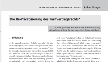 Felix Syrovatka (2023): Die Re-Privatisierung des Tarifvertragsrecht